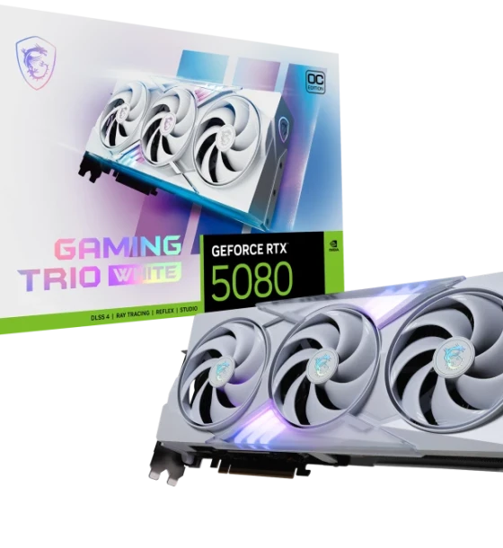 Placa video MSI GeForce RTX 5080 16G GAMING trio OC white GDDR7 256 bit, PCIe 5.0, 3x DP 1x HDMI