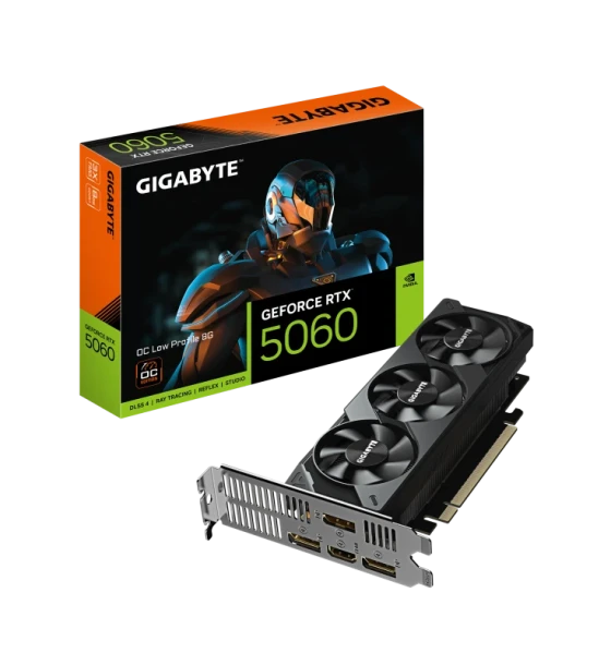 Placa video gigabyte GeForce RTX 5060 OC low profile 8GB GDDR7 128 bit, PCIe 5.0, 2x DP 2.1b 1x DP 1.4a 1x HDMI