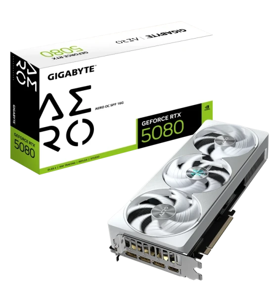 Placa video gigabyte GeForce RTX 5080 aero OC sff 16GB GDDR7 256 bit, 3x DP 1x HDMI