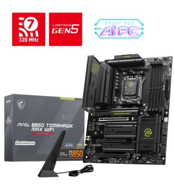 Placa de baza MSI mag B850 tomahawk MAX WiFi AM5, 4x DDR5, 1x HDMI, 3x PCIe x16, 4x M.2