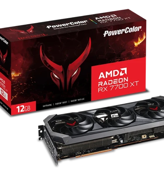 Placa video power color reddevil AMD Radeon RX 7700 XT 12GB, 192 bit GDDR6, PCIe 4.0, 1x HDMI 3x DP