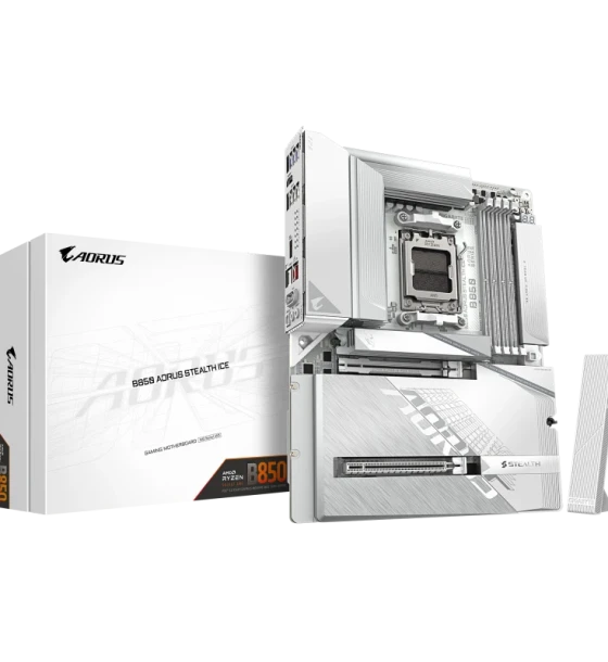 Placa de baza Gigabyte B850 aorus stealth ice AM5, 4x DDR5, 1x HDMI 1x PCIe 5 x16 1x PCIe 4 x16