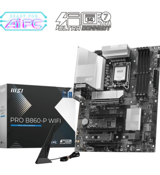 Placa de baza MSI B860-p WiFi LGA1851, 4x DDR5, 1x HDMI 1x dp 1x type-c, 4x PCIe x16, 3x M.2