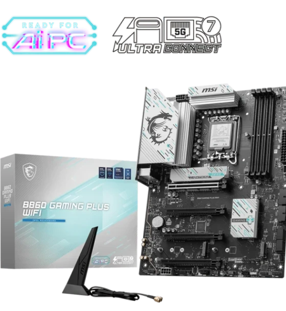 Placa de baza MSI B860 gaming PLUS WiFi LGA1851, 4x DDR5, 1x HDMI 1x dp 1x type-c dp, 4x PCIe x16