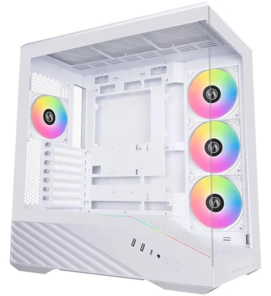 Carcasa LIAN LI VECTOR V100 RGB ALB, Tempered Glass, Sloturi Expansiune 9, Drive Bays 1x3.5 inch 1x2.5 inch, Ventilatoare Suportate 9