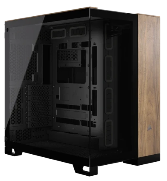 Carcasa corsair 6500X mid tower DUAL chamber negru/walnut wood