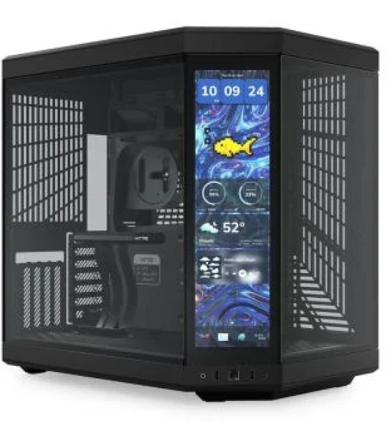 Carcasa HYTE Y70 Mid Tower PITCH BLACK, Tempered Glass, Sloturi Expansiune 11, Drive Bays 2x3.5 inch 2x2.5 inch, Ventilatoare Suportate 9 x120mm sau 7x 140mm lateral 3x120mm/2x140mm