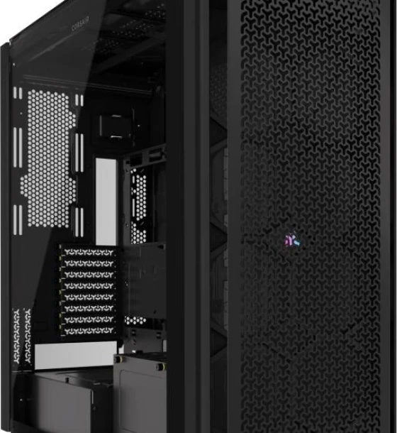 Carcasa CORSAIR 9000D AIRFLOW Super Full Tower RGB NEGRU, Tempered Glass, Sloturi Expansiune 8 orizontale sau 4 verticale+ verticale pentru placa de baza secundara