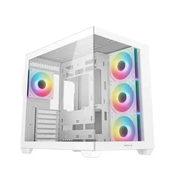 Carcasa DEEPCOOL CG550 4F Mid Tower ARGB ALB, Tempered Glass+ABS+SGCC, Sloturi Expansiune 7, Drive Bays 2x3.5 inch 2+1x2.5 inch, Ventilatoare Suportate 10 spate 1x120mm