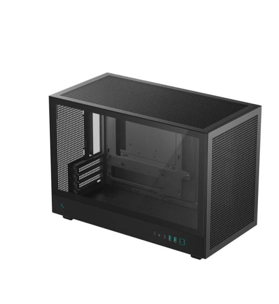 Carcasa DEEPCOOL CH260 Mini Tower NEGRU, Tempered Glass, Sloturi Expansiune 4, Drive Bays 1x3.5 inch 1x2.5 inch, Ventilatoare Suportate 6 spate 1x120mm sus 3x120mm sau 2x140mm fata 2x120mm