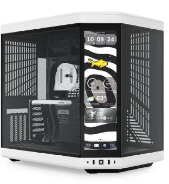 Carcasa HYTE Y70 Mid Tower ALB/NEGRU, Tempered Glass, Sloturi Expansiune 11, Drive Bays 2x3.5 inch 2x2.5 inch, Ventilatoare Suportate 9 x120mm sau 7x 140mm lateral 3x120mm/2x140mm