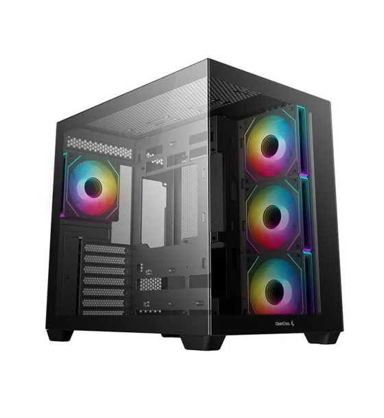 Carcasa DEEPCOOL CG550 4F Mid Tower ARGB NEGRU, Tempered Glass+ABS+SGCC, Sloturi Expansiune 7, Drive Bays 2x3.5 inch 2+1x2.5 inch, Ventilatoare Suportate 10 spate 1x120mm