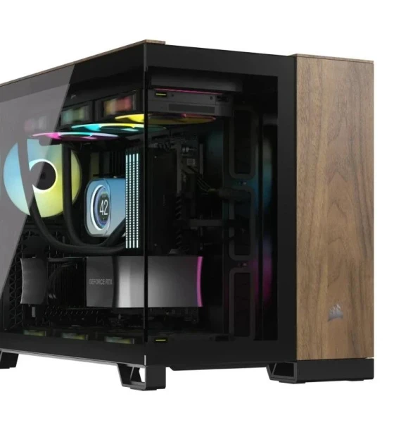 Carcasa CORSAIR 2500X Micro ATX Dual Chamber Black/Walnut Wood