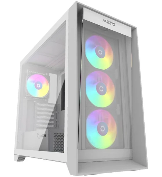 Carcasa AQIRYS XO-1 Mid Tower ARGB ALB, Tempered Glass, Sloturi Expansiune 7, Drive Bays 3x3.5 inch 3x2.5 inch, Ventilatoare Suportate 14 spate 1x120mm, fata 3x120mm sau 2x140mm