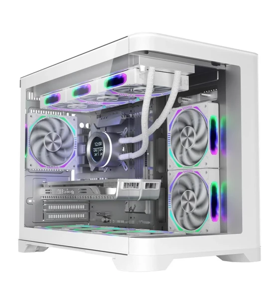 Carcasa 1STPLAYER UV6 cube tower argb alb