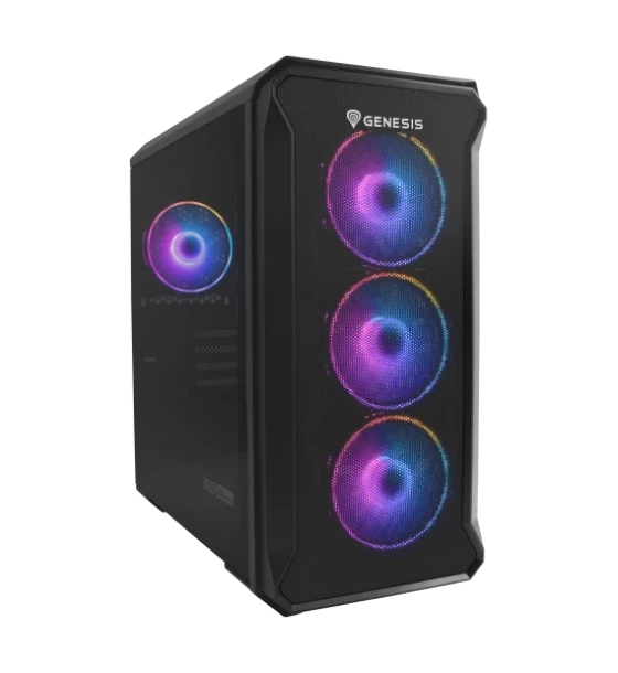 Carcasa GENESIS IRID 503 V2 Mini Tower ARGB NEGRU, Tempered Glass, Sloturi Expansiune 5, Drive Bays 2x3.5 inch 3x2.5 inch, Ventilatoare Suportate 6 spate 1x120mm, fata 3x120mm sau 2x140mm