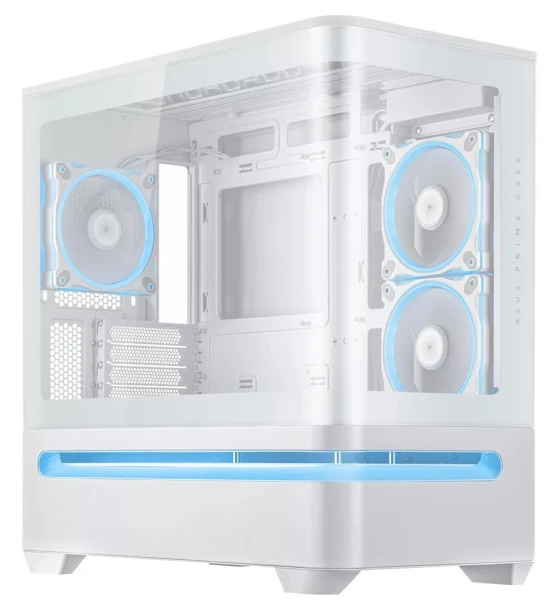Carcasa ASUS AP202 Small Tower ARGB ALB, Tempered Glass, Sloturi Expansiune 4, Drive Bays 2x2.5 inch/3.5 inch Combo, Ventilatoare Suportate 6 spate 1x120mm, sus 3x120mm sau 2x140mm