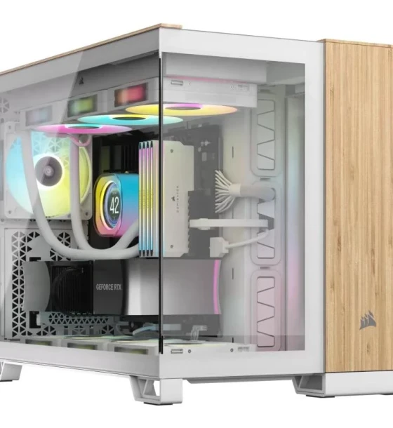 Carcasa CORSAIR 2500X Micro ATX Dual Chamber White/Bamboo Wood