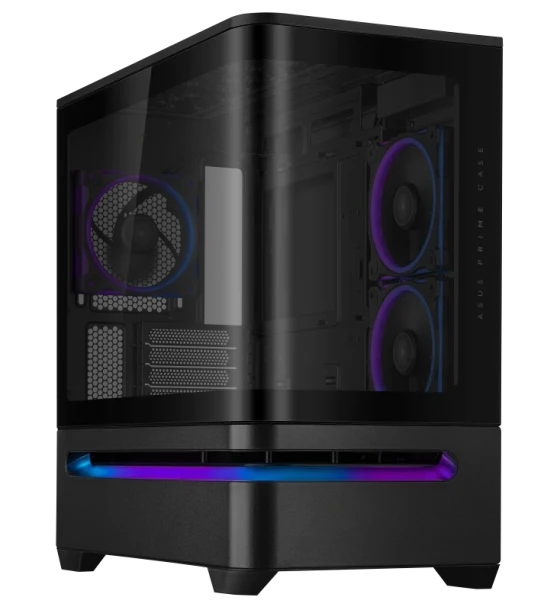 Carcasa ASUS AP202 Small Tower ARGB NEGRU, Tempered Glass, Sloturi Expansiune 4, Drive Bays 2x2.5 inch/3.5 inch Combo, Ventilatoare Suportate 6 spate 1x120mm, sus 3x120mm sau 2x140mm