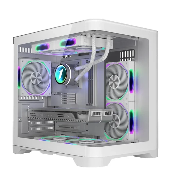 Carcasa 1STPLAYER UV5 cube tower argb alb