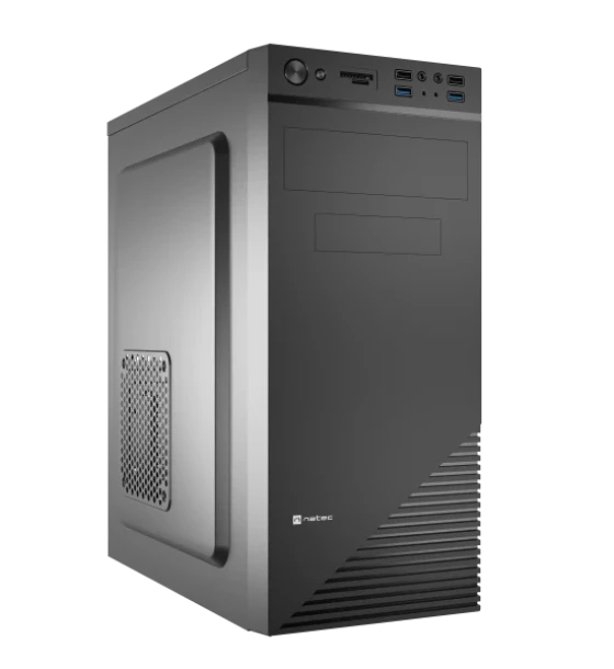 Carcasa NATEC CABASSU G2 Mid Tower NEGRU, Sloturi Expansiune 4, Drive Bays 3x3.5 inch 3x2.5 inch 1x5.25 inch, Ventilatoare Suportate 3 spate 1x80mm sau 120mm, lateral 1x120mm, fata 1x120mm