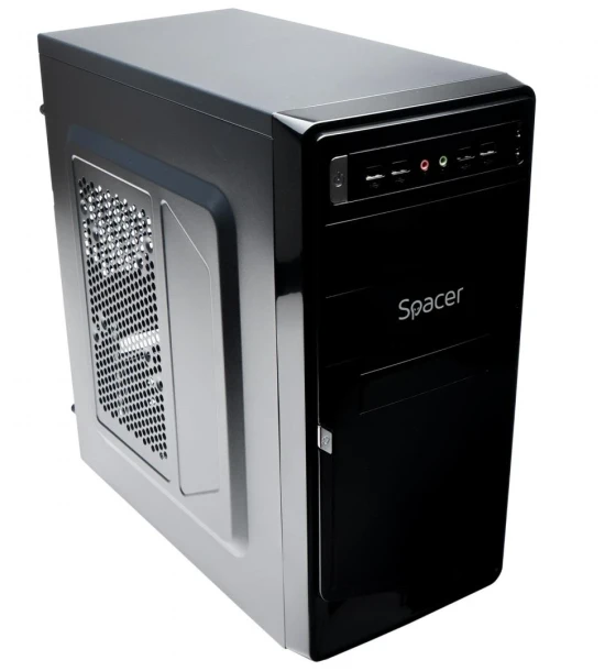 Carcasa Spacer Moon, ATX, Mid Tower NEGRU