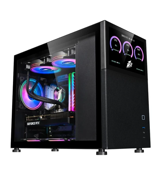 Carcasa 1STPLAYER MI6-EV, display 8 inch, Micro-ATX, Mid Tower Negru