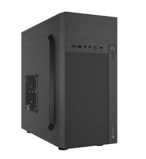 Carcasa NATEC HELIX Mini Tower NEGRU USB C, Sloturi Expansiune 4, Drive Bays 3x3.5 inch 5x2.5 inch 1x5.25 inch, Ventilatoare Suportate 3 spate 1x80mm, lateral 1x120mm, fata 1x120mm