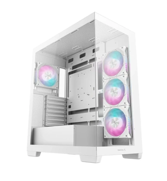 Carcasa DEEPCOOL CG580 4F Mid Tower ARGB ALB, Tempered Glass+ABS+SGCC, Sloturi Expansiune 7, Drive Bays 2x3.5 inch 2x2.5 inch, Ventilatoare Suportate 10 spate 1x120mm sau 1x140mm