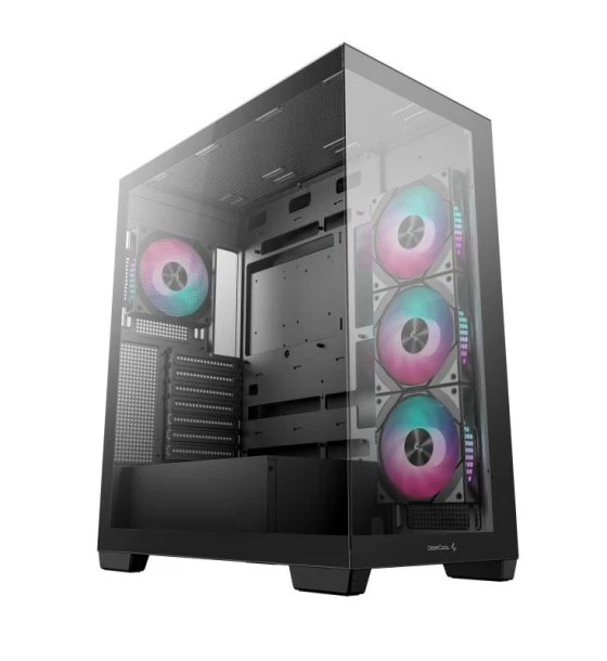 Carcasa DEEPCOOL CG580 4F Mid Tower ARGB NEGRU, Tempered Glass+ABS+SGCC, Sloturi Expansiune 7, Drive Bays 2x3.5 inch 2x2.5 inch, Ventilatoare Suportate 10 spate 1x120mm sau 1x140mm