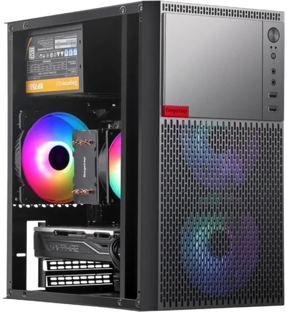 Carcasa Segotep Knight W3 neagra cu sursa de 500W, SECC Steel ATX Mini Tower, cu sursa de 500W tip ATX, montata sus, interior vopsit negru, 2x 3.5 inch intern, 2x 2.5 intern