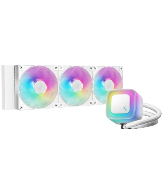 Cooler Procesor DEEPCOOL LE360 V2 ARGB ALB, marime radiator 402mm, 3 ventilatoare ARGB, Viteza ventilatoare 500-2100 RPM +/- 10%, Viteza pompa 2500-3400 +/- 10%, Suport AMD AM4/AM5