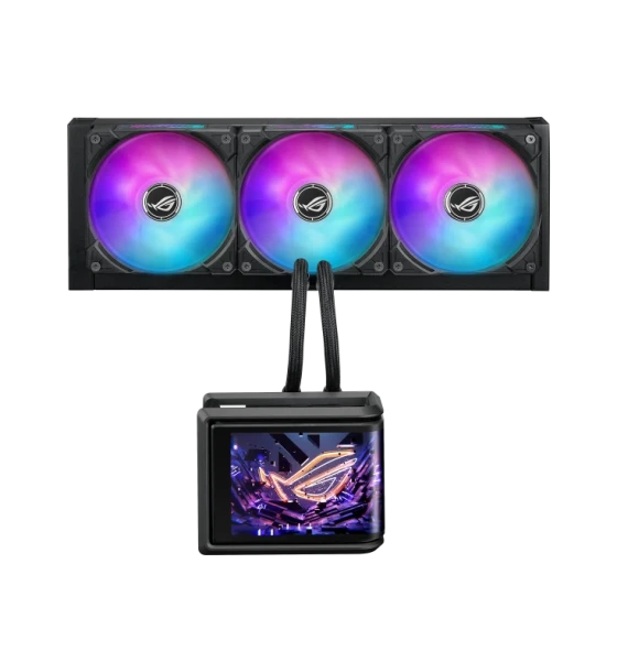Cooler Procesor ASUSD ROG RYUO IV SLC 360 ARGB, dimensiune waterblock 133x105x123 mm, dimensiune radiator 394x140x32 mm, lungime tub 200 mm, 3x 120mm, viteza 800-2650 +/- 10% RPM