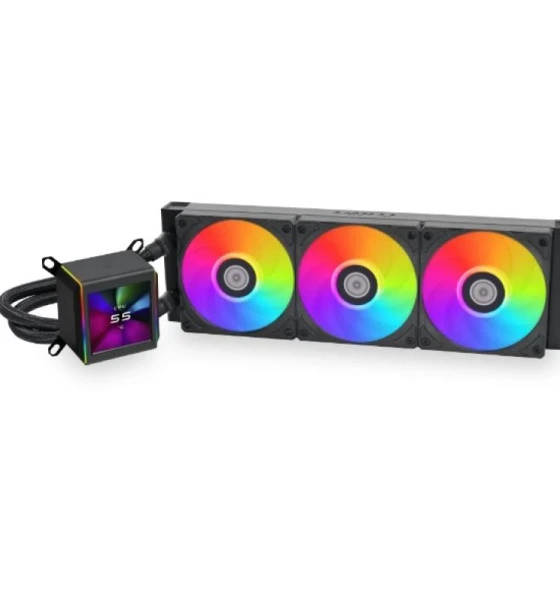 Cooler Procesor LIAN LI GALAHAD II LCD 360 NEGRU, marime radiator 360mm, 3 ventilatoare ARGB, Viteza ventilatoare 2450 RPM +/- 10%, Viteza pompa 3200 +/- 10%, Suport AMD AM4