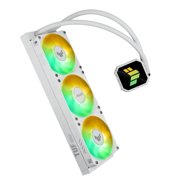 Cooler Procesor ASUS TUF GAMING LC III 360 ARGB ALB, marime radiator 397mm, 3x120mm, viteza ventilatoare 650-2600 RPM +/- 10%, Suport AMD AM5 AM4, suport INTEL LGA 1851