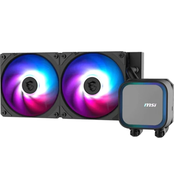 Cooler Procesor MSI MAG CORELIQUID A13 240 AIO Negru, marime radiator 240mm, 2 ventilatoare ARGB GEN2, Viteza pompa 3800 +/- 10%, Suport AMD AM4/AM5, suport INTEL LGA 1700, Airflow 62.6 CFM