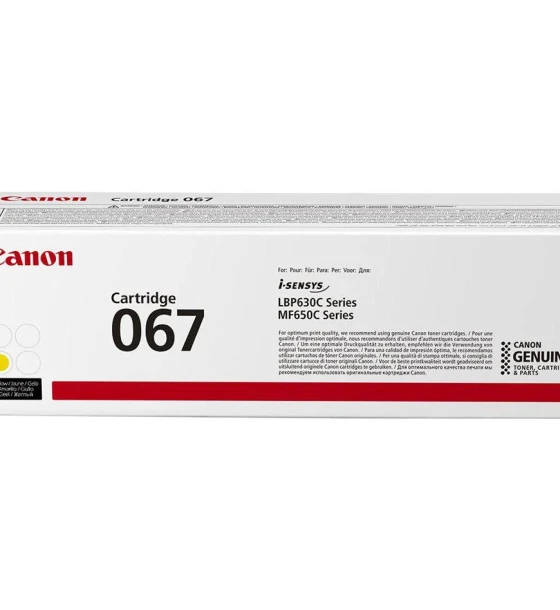 Toner Canon CRG067Y, Galben, capacitate 1250 pagini, pentru LBP-631/LBP-631-cw/LBP-633/LBP-633cdw/CRG-067Y / CRG067Y / MF-651/MF- 651cw/MF-655/MF-655cdw/MF-657/MF-657cdw