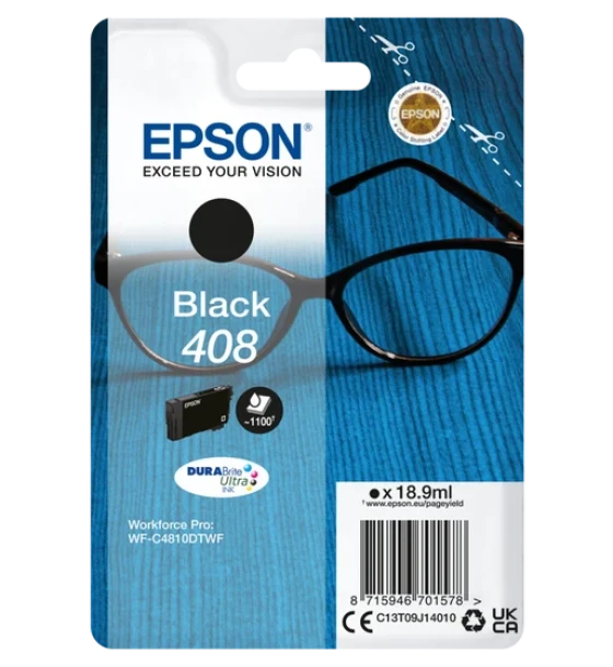 Cartus cerneala Epson Singlepack Black 408 DURABrite Ultra Ink, 18.9ml, WorkForce Pro WF-C4810DTWF, WorkForce Pro WF-C4310DW