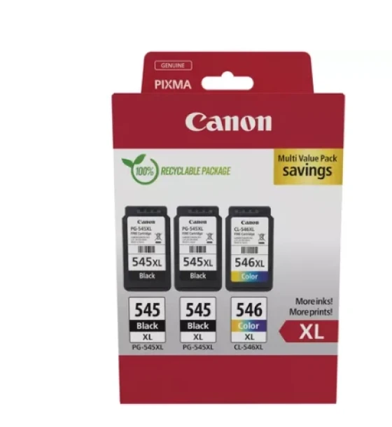 Canon pachet cartuse cearneala PG-545XL X2 /CL-546XL MULTIPACK, capacitate negru 2 X 400 pagini/13ml, Color 300 pagini/15ml, Compatibil cu PIXMA 2550S, PIXMA IP2850, PIXMA MG2450