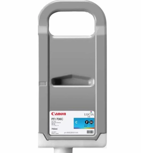 Cartus cerneala Canon PFI-706C, cyan, capacitate 700ml, pentru Canon iPF8300/8300S, iPF8400, iPF9400/9400S