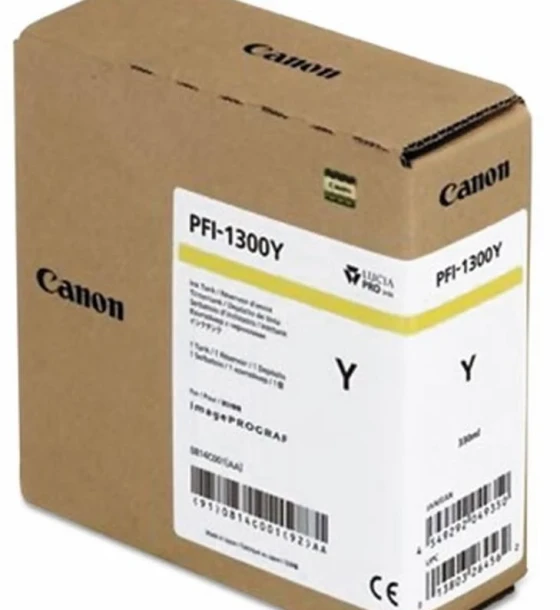 Cartus cerneala Canon PFI-1300Y, galben, capacitate 330ml, pentru Canon imagePROGRAF, PRO-2000, PRO-4000, PRO-4000, PRO-6000S