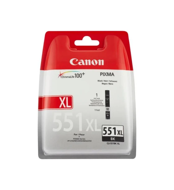 Cartus cerneala Canon CLI-551XL, black, capacitate 11ml, pentru Canon Pixma IP7250, Pixma IP8750, Pixma IX6850, Pixma MG5450, Pixma MG5550, Pixma MG6350, Pixma MG6450, Pixma MG7150