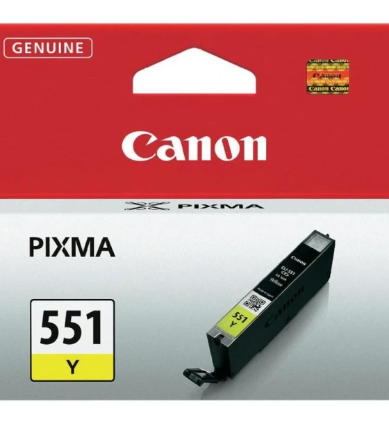 Cartus cerneala Canon CLI-551Y, yellow, capacitate 7ml, pentru Canon Pixma IP7250, Pixma IP8750, Pixma IX6850, Pixma MG5450, Pixma MG5550, Pixma MG6350, Pixma MG6450, Pixma MG7150