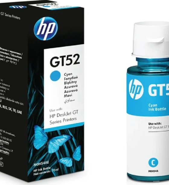 Cartus cerneala Rezerva cerneala HP M0H54AE, GT52, Culoare Cyan, Capacitate 70ml/8k pagini, Compatibilitate HP 5820, 5810, HP 100 SERIES, HP 300 SERIES, HP 500 SERIES, HP 600 SERIES, HP 720 ALL IN ONE