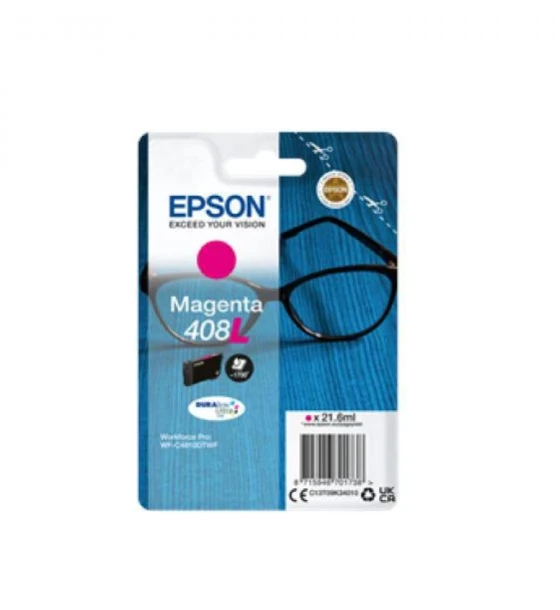 Cartus cerneala Epson 408L Ink Tank, DURABrite Ultra ink, Magenta, capacitate 21.6ml, 1.7k pagini, pentru WorkForce Pro WF-C4810DTWF