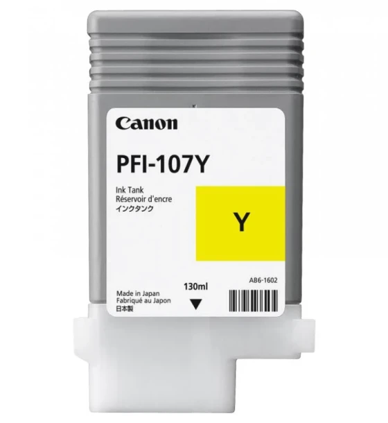 Cartus cerneala Canon PFI-107Y, yellow, capacitate 130ml, pentru Canon iPF680, iPF780, iPF670