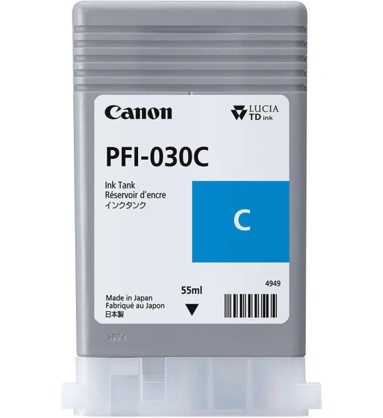 Cartus cerneala Canon PFI-030C, Cyan, capacitate 55ml, pentru Canon imagePROGRAF TA-20, imagePROGRAF TA-30
