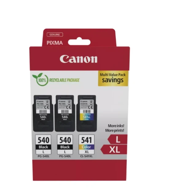 Canon pachet cartuse cearneala PG-540L X2 /CL-541XL MULTIPACK, capacitate negru 2 X 300 pagini/11ml, Color 400 pagini/15ml, Compatibil cu PIXMA GM2050, PIXMA MG2140, PIXMA MG2150