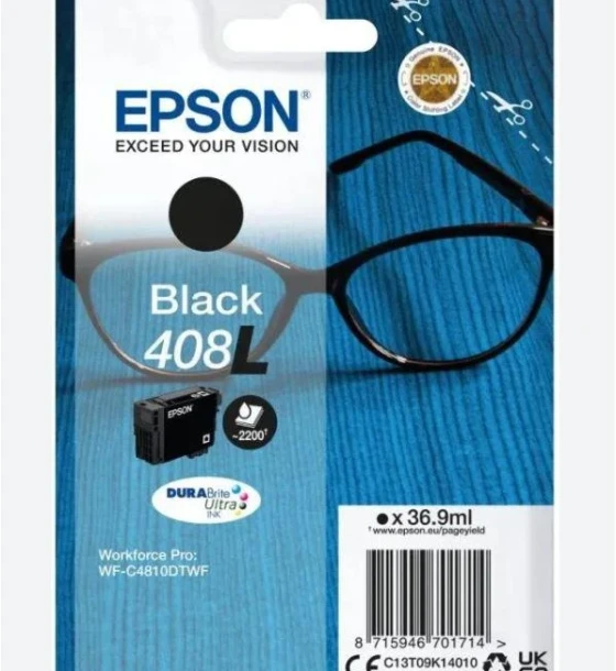 Cartus cerneala Epson 408l Ink Tank, Black, DURABrite Ultra ink, capacitate 36.9ml, 2.2k pagini, pentru WorkForce Pro WF-C4810DTWF
