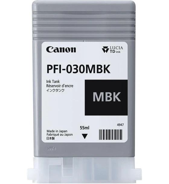 Cartus cerneala Canon PFI-030MBK, Matte Black, capacitate 55ml, pentru Canon imagePROGRAF TA-20, imagePROGRAF TA-30